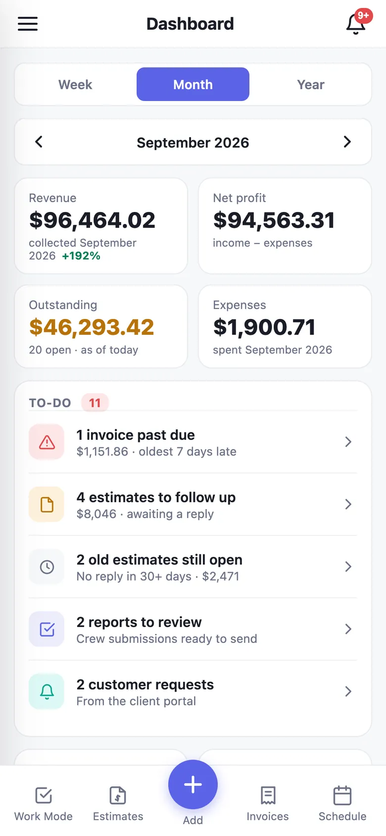 Dashboard on iPhone