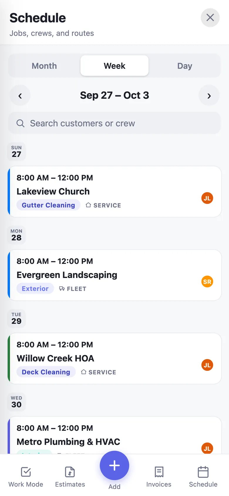 Schedule week view